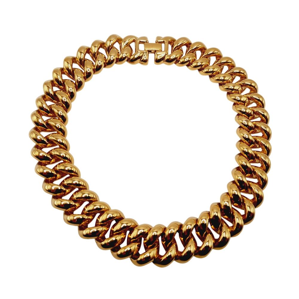 Vintage MONET Gold Plated Chunky Link Necklace 1980s 16 Inch - Picture 6 of 11